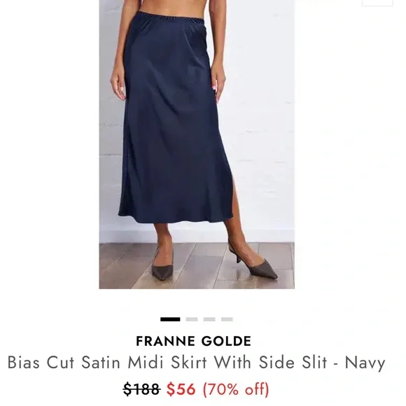 Classic Navy Satin Slip Skirt - Women - Picture 16 of 16